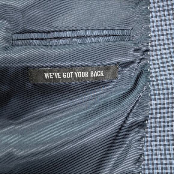 Kenneth Cole New York Sport Coat Blazer Suit Jacket Wool Blue Checked 42L EUC - Picture 15 of 16